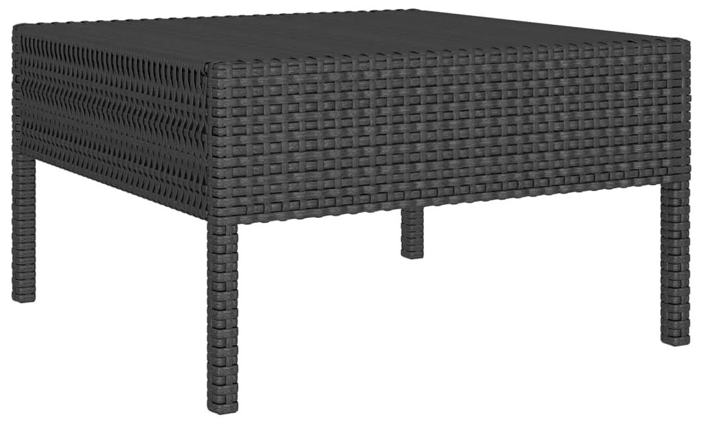 6 pcs conjunto lounge de jardim c/ almofadões vime PE preto