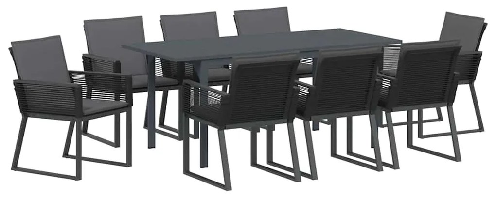 Conjunto de Jantar com Almofadas Manual 9 pcs Antracite Médio