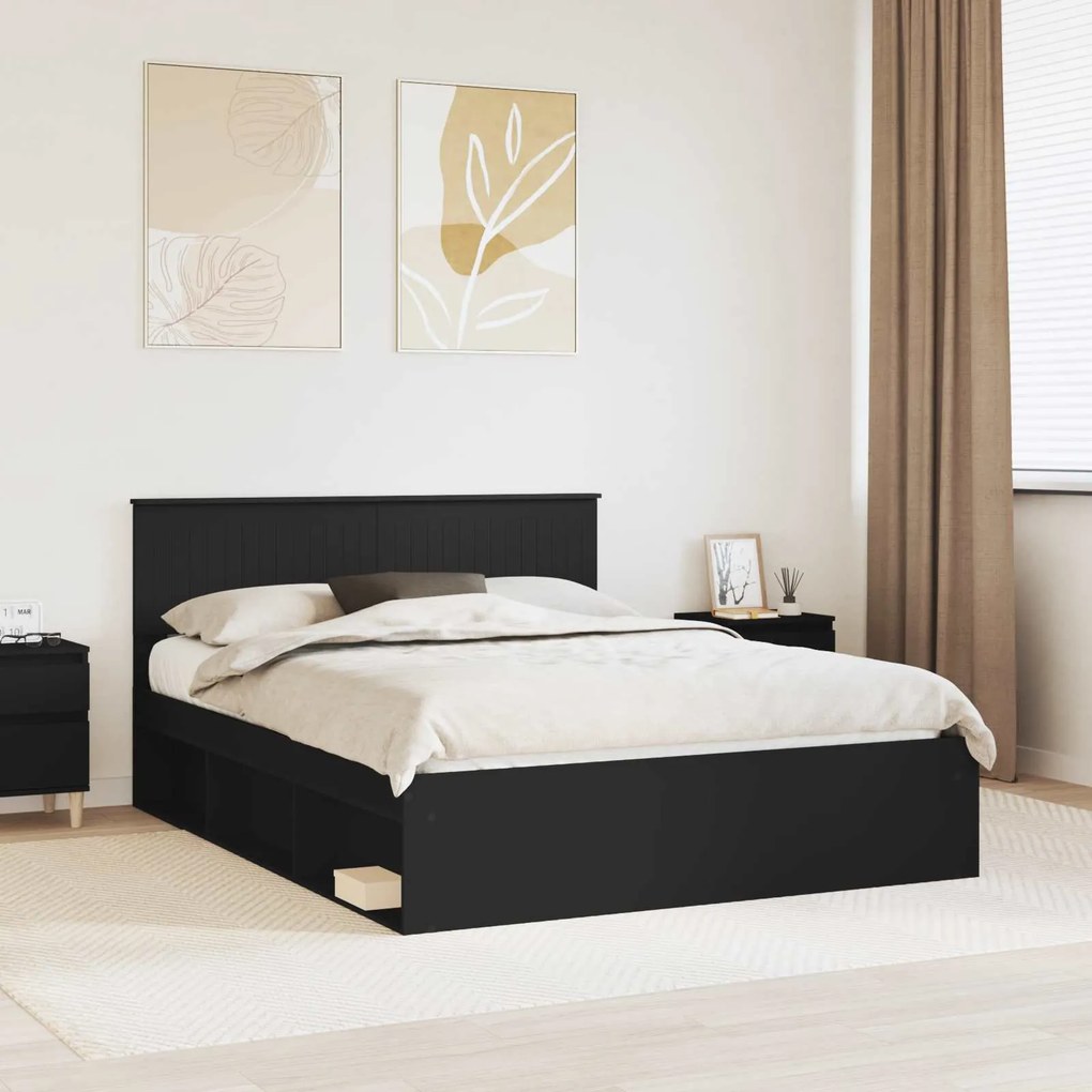vidaXL Estrutura da Cama Preto 150 x 200 cm Madeira de Pinheiro Sólida