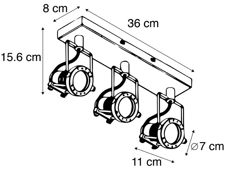 Projetores industriais pretos 3-luzes - Suplux