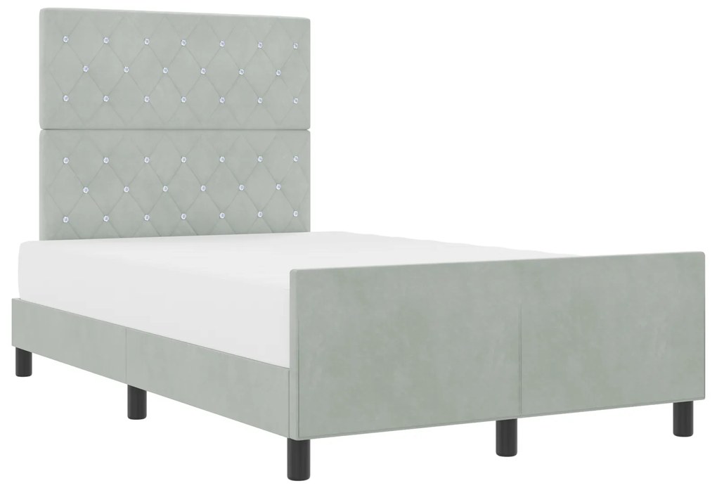 Cama vidaXL Cinza Claro 120x190 cm Veludo