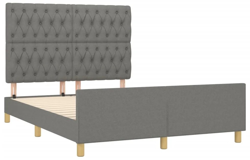 Estrutura de cama sem colchão 140x200 cm tecido cinzento-escuro