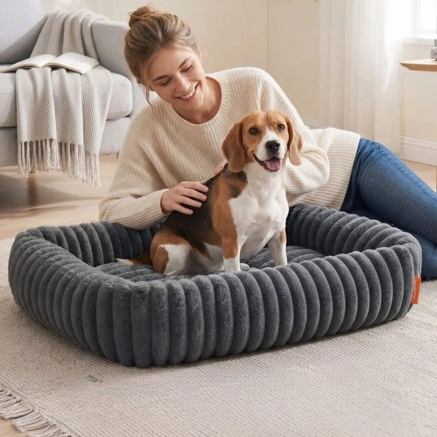 Cama para cães 91 x 68 x 20 cm, ortopédica e lavável cinzento-chumbo