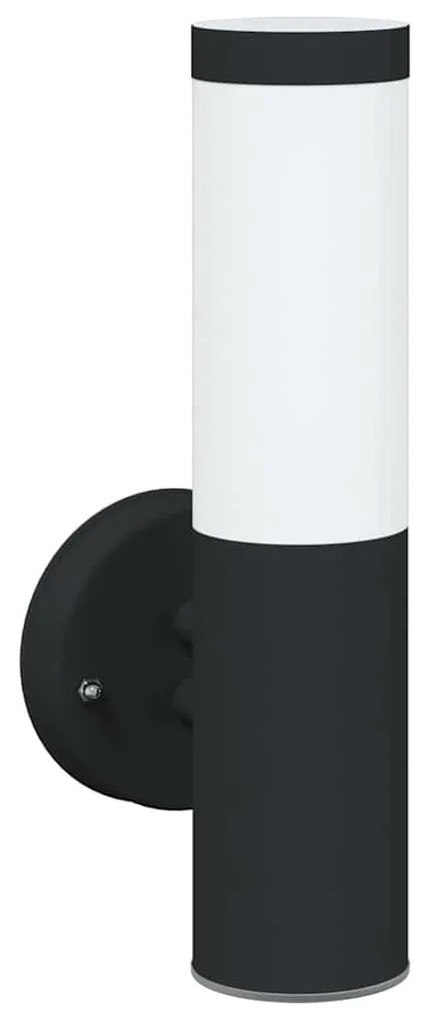 Luz de Parede Externa 2 pcs Aço Inoxidável Preto IP44