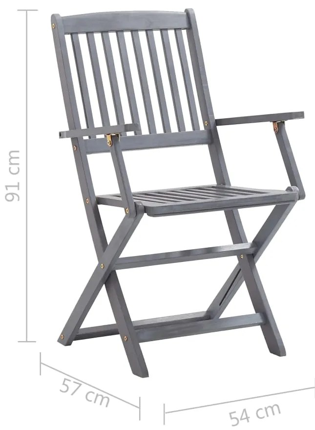 Cadeiras de exterior dobráveis 8pcs c/ almofadões acácia maciça