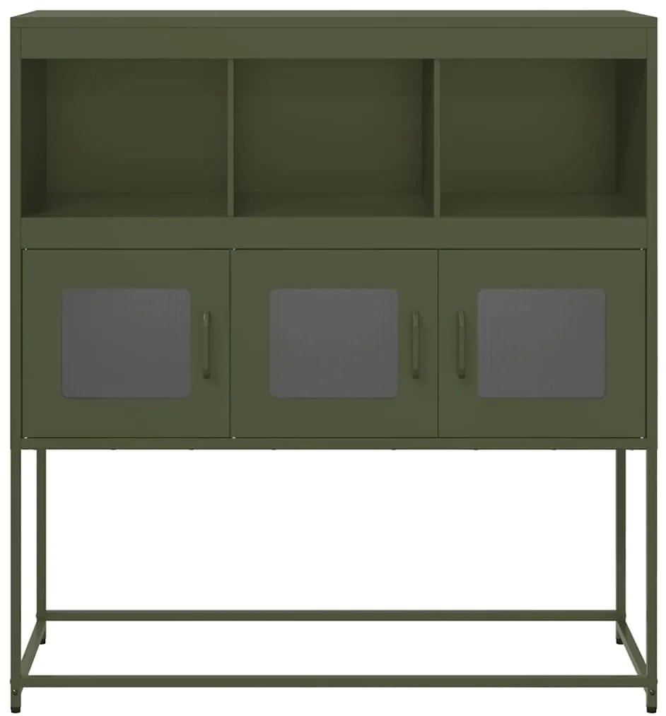 Aparador 100,5x39x107 cm aço laminado a frio verde-azeitona