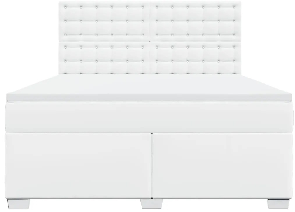 Cama com molas/colchão 180x200 cm couro artificial branco