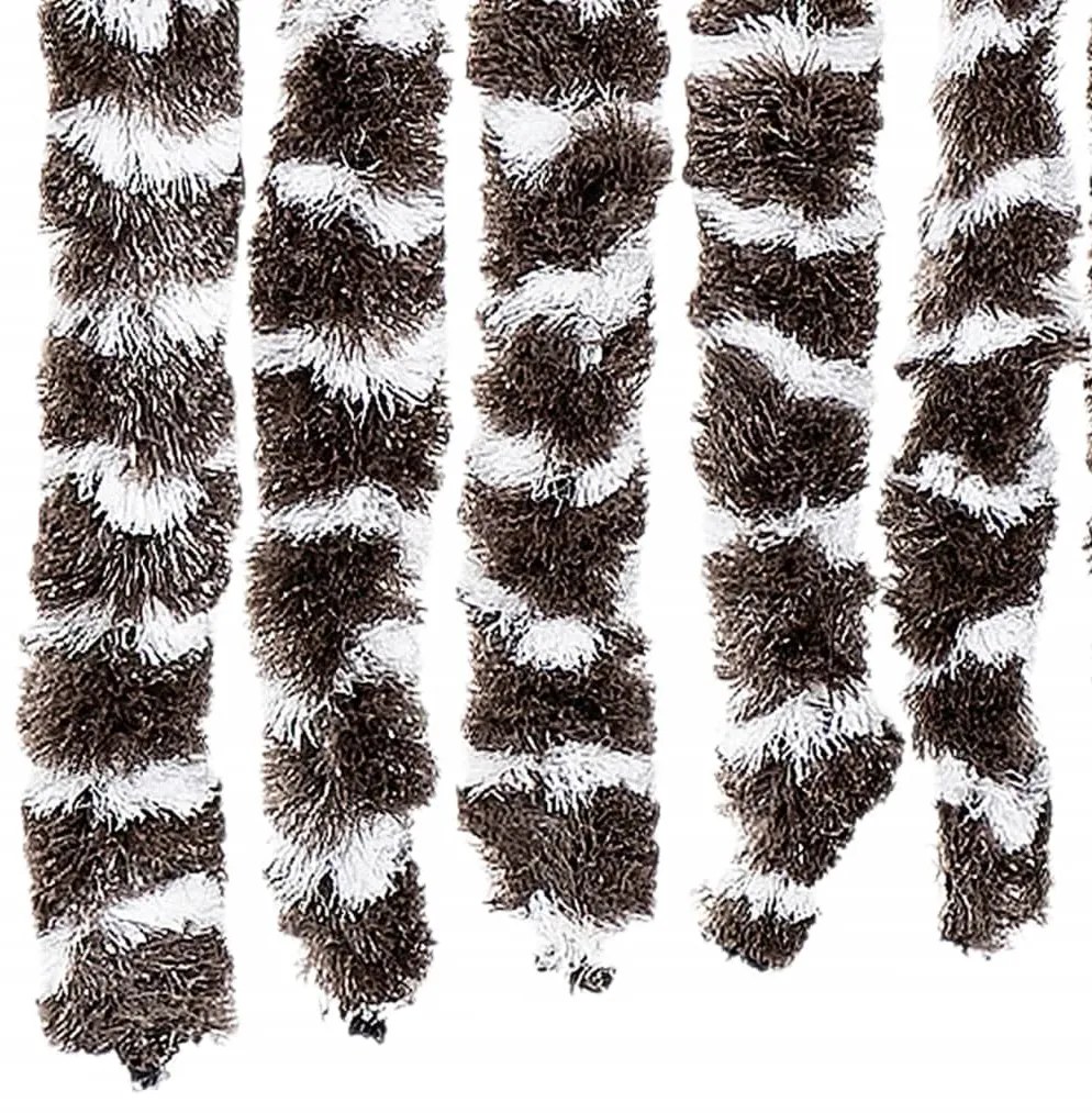 Cortina anti-insetos 100x230 cm chenille castanho e branco