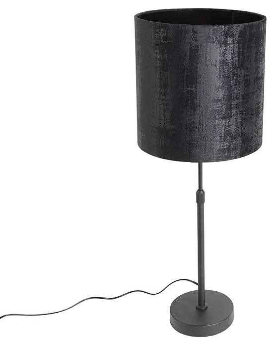 Candeeiro de mesa com abajur de veludo preto 25 cm ajustável - Parte Moderno