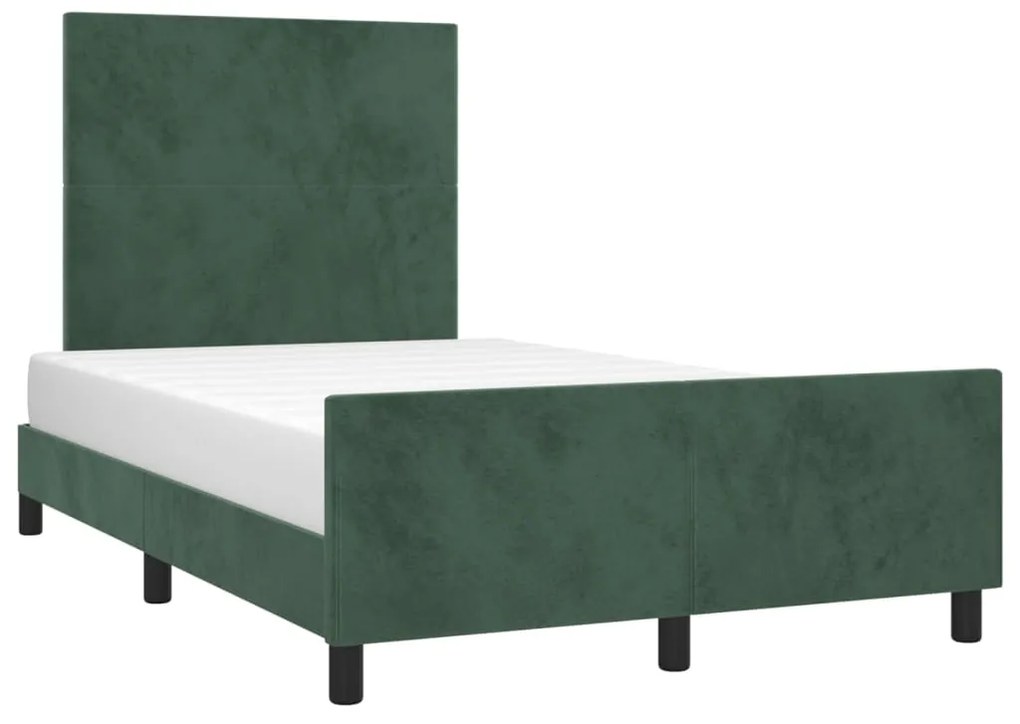 Estrutura de cama sem colchão 120x200 cm veludo verde-escuro
