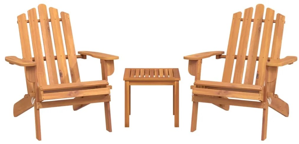3 pcs conjunto lounge de jardim Adirondack acácia maciça