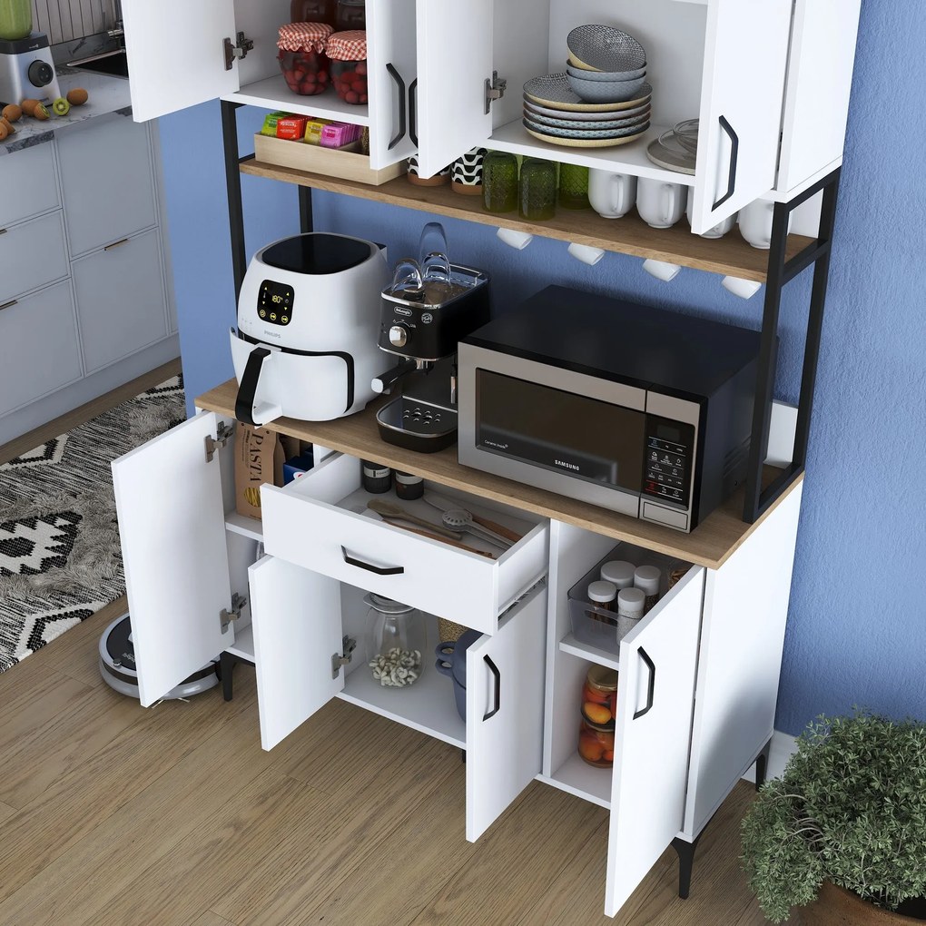 Armário Alto de Cozinha "Stella" - 120 x 198,6 x 40 cm - Nogueira e Br