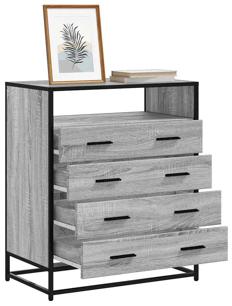 vidaXL Armário de gavetas 70x41x83,5 cm deriv. madeira cinzento sonoma