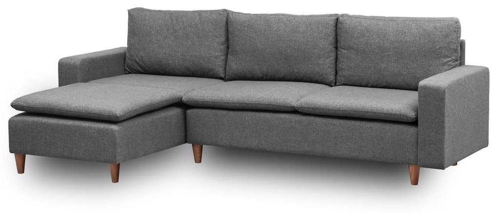 Sofá de Canto Lungo – Cinzento Escuro – 255 cm x 154 cm