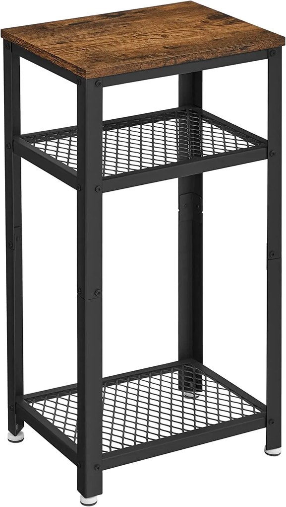 Mesa lateral vintage VASAGLE, mesa de centro com 2 prateleiras de malha, mesa de apoio com pés ajustáveis, estrutura de metal estável e fácil montagem ULET75BX