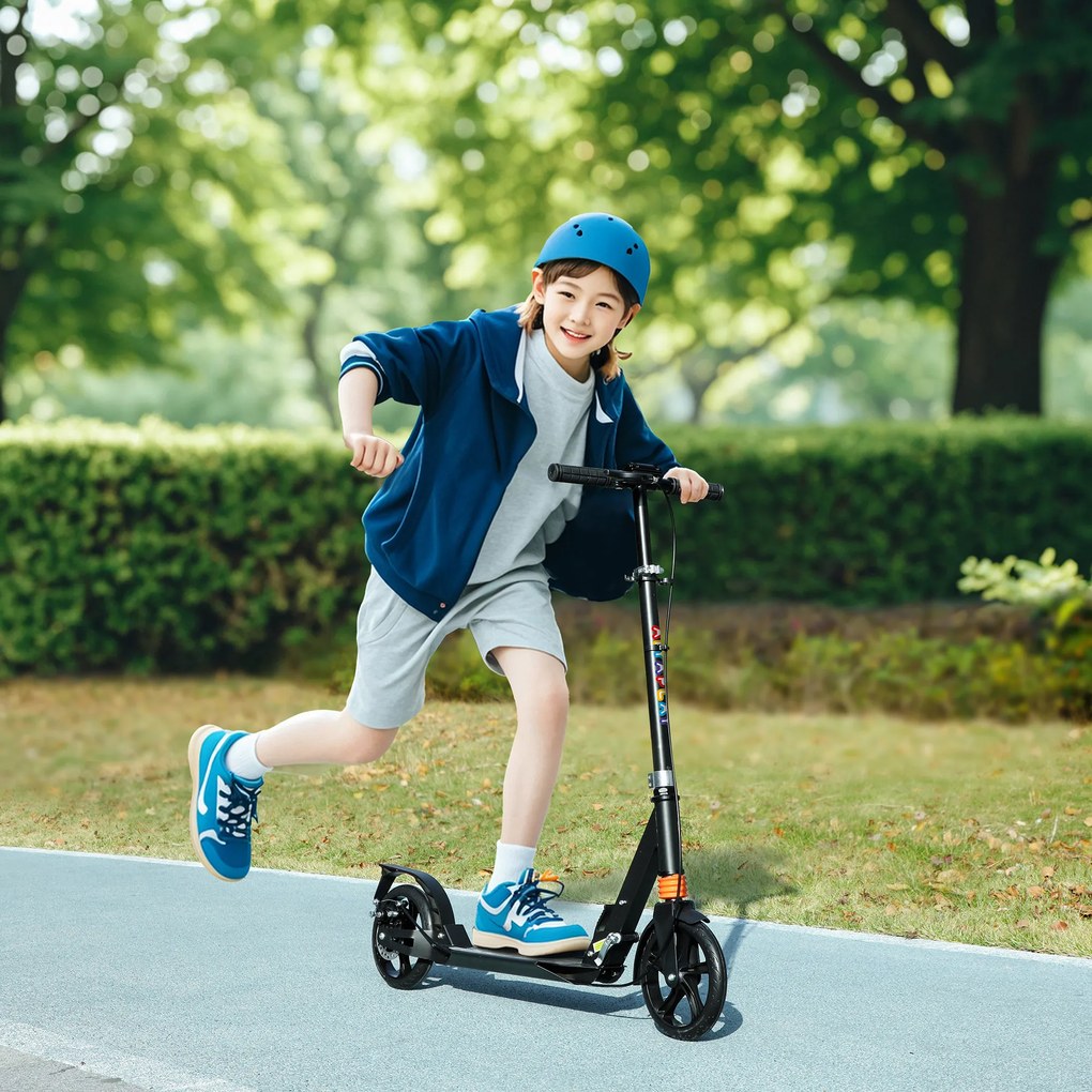 Trotinete infantil, patinete dobrável de 2 rodas, guiador com 4 posições de altura, 94 x 36 x 88-103 cm, preto