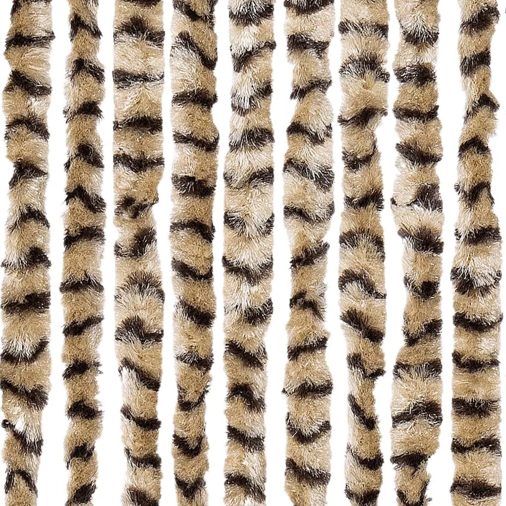 Cortina anti-insetos 90x200 cm chenille bege e castanho
