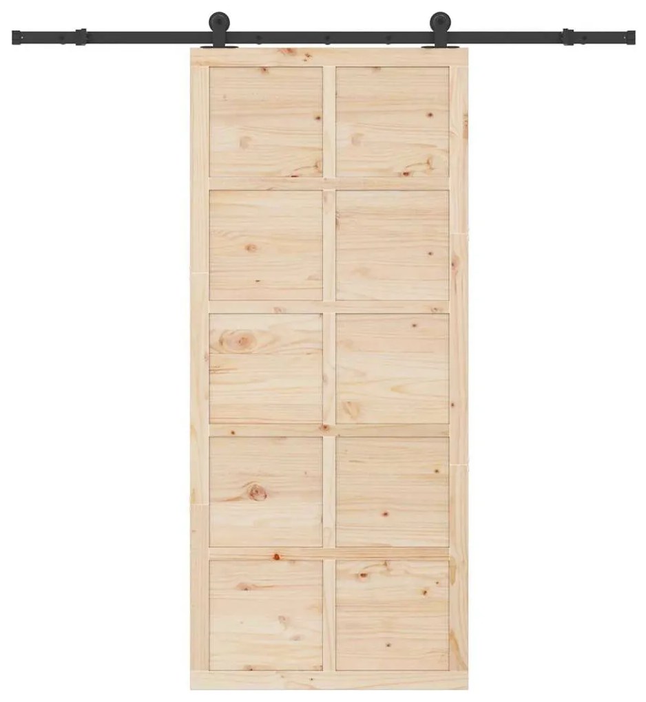Porta Deslizante Castanho 100 x 208 cm Madeira de pinho maciça
