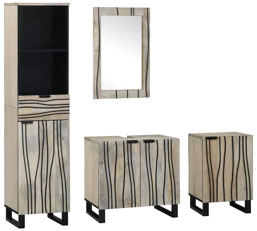 vidaXL Conjunto de Móveis para Banheiro com gaveta 4 pcs Marrom Noz