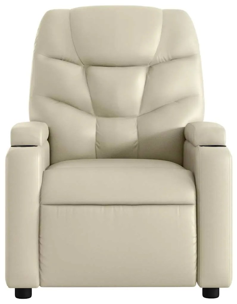 Poltrona massagens reclinável elétrica couro artificial creme