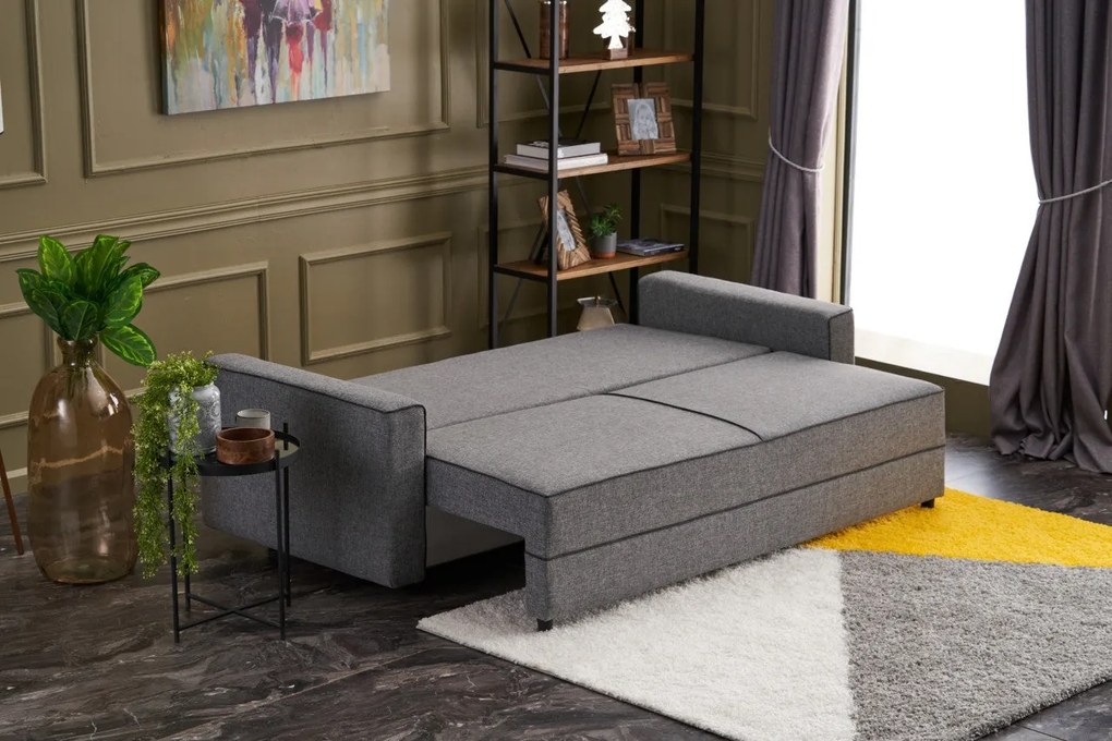 Sofá-Cama de 3 Lugares Ece – Cinzento – 215 cm x 88 cm x 90 cm