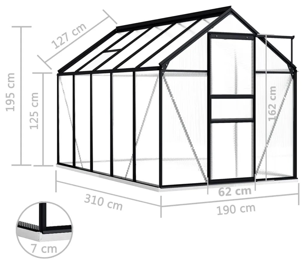 Estufa com base alumínio antracite 5,89 m²