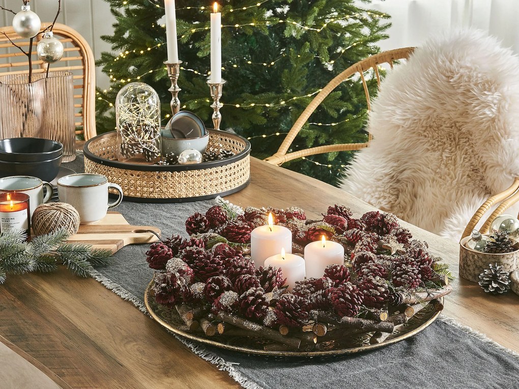 Grinalda decorativa castanha escura e vermelha ⌀ 50 cm FILPUS Beliani