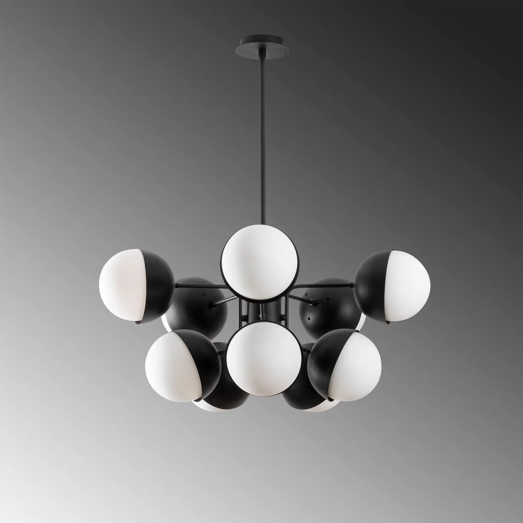 Candeeiro de Teto Karsor – Branco/Preto – 68 x 68 cm