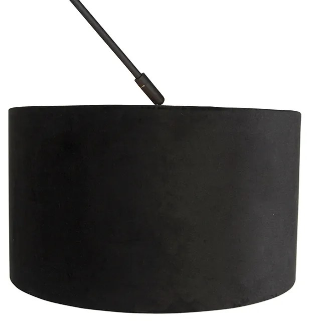 Candeeiro de suspensão preto com cúpula em veludo preto com dourado 35 cm - Blitz Moderno