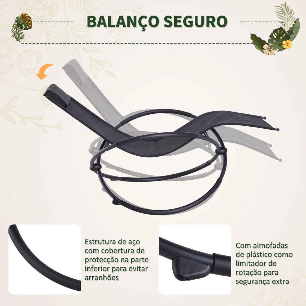 Outsunny Espreguiçadeira de Baloiço de Jardim com Apoio para a Cabeça