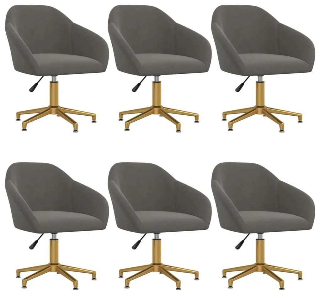 vidaXL Cadeiras de jantar giratórias 6 pcs veludo cinzento-escuro