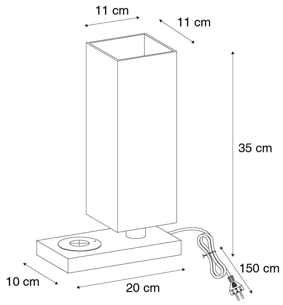 Candeeiro de Mesa em Aço com Abajur Branco, Toque e Carregador por Indução - Romina Moderno