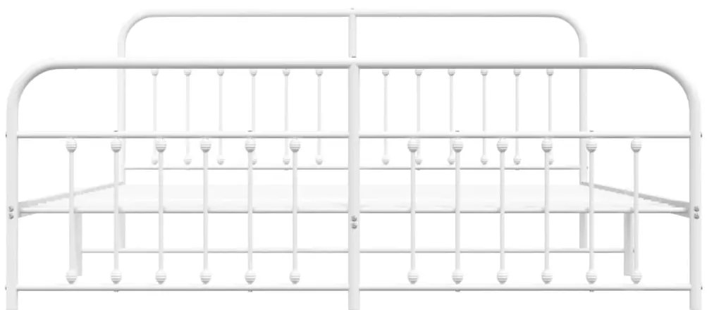 Estrutura de cama com cabeceira e pés 200x200 cm metal branco
