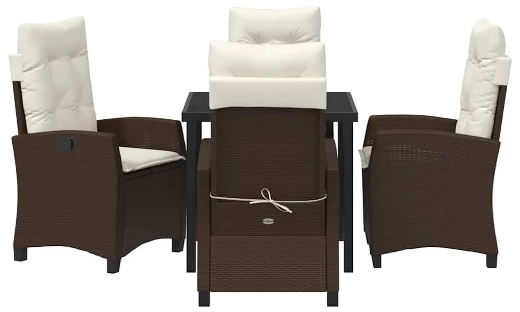 Conjunto de Jantar de Jardim com 5 Peças e Almofadas - Rattan Poliéste