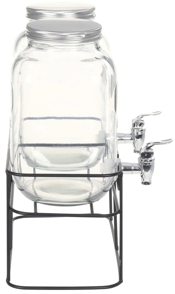 Dispensadores de bebidas 2 pcs com suporte 2 x 4 L vidro
