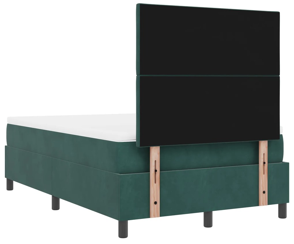 Cama Box com Colchão vidaXL Verde Escuro Pequeno Duplo Veludo