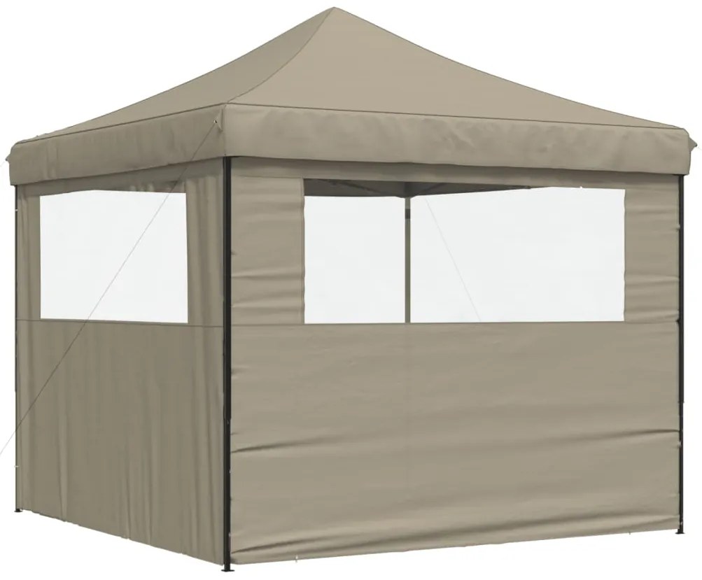 Tenda p/ festas pop-up dobrável c/ 2 paredes cinza-acastanhado