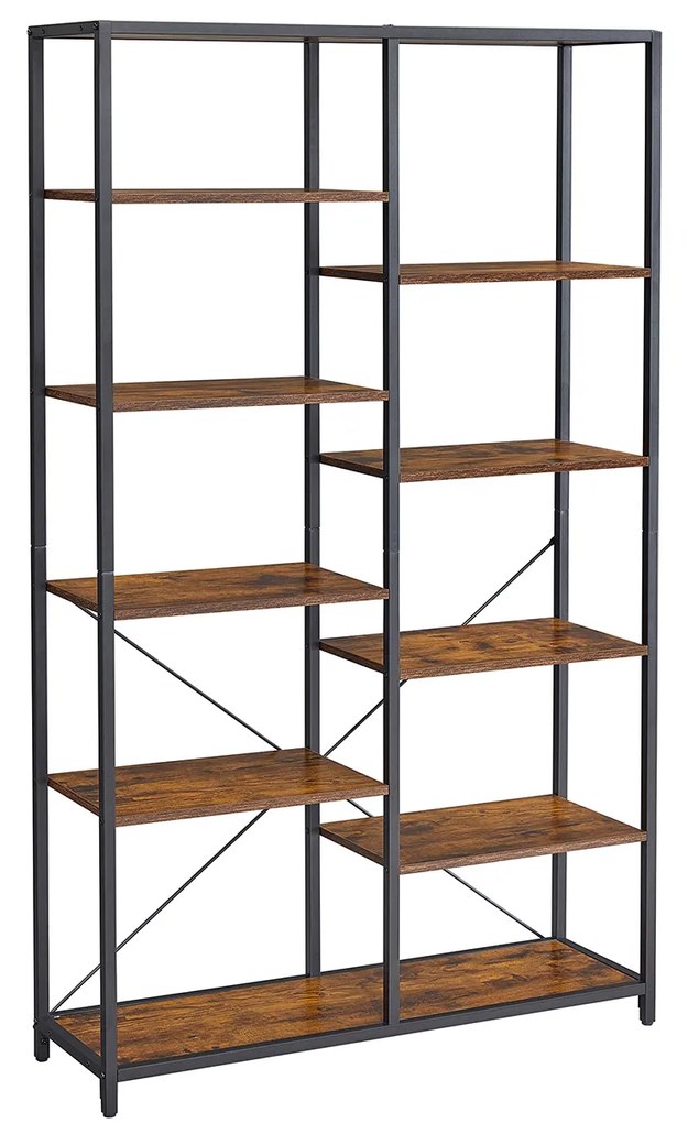 Estante com 5 níveis 30 x 100 x 170 cm metal e madeira Castanho Vintage e Preto