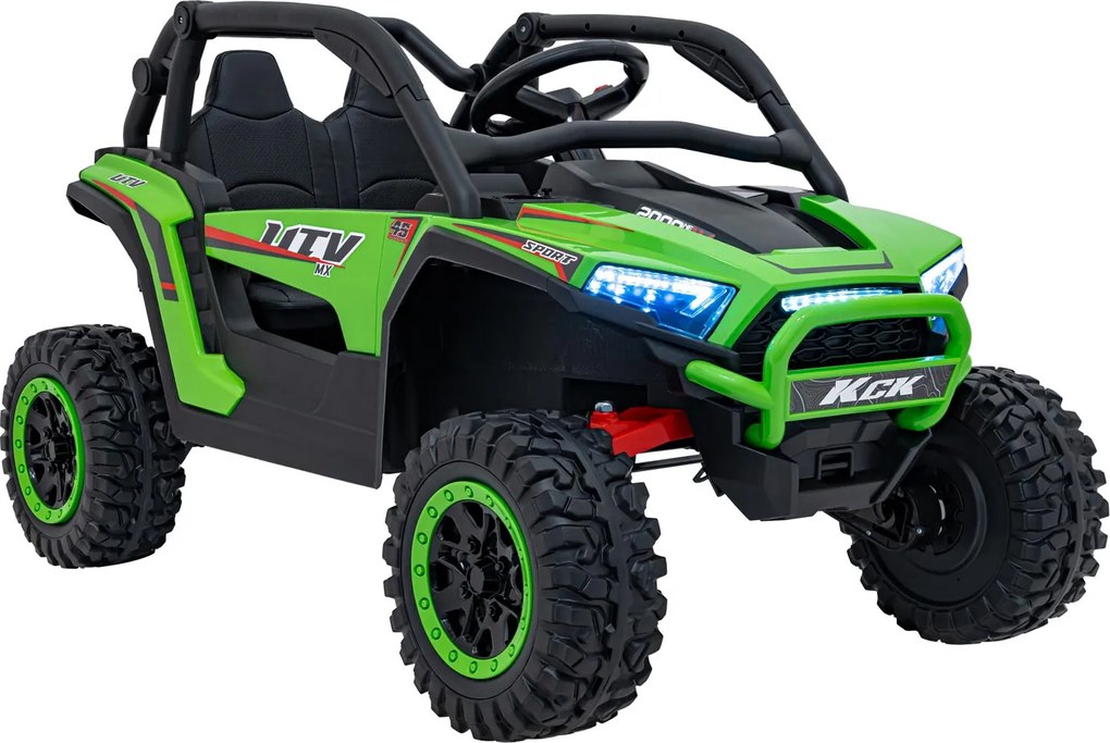 Buggy elétrico para Crianças 24V, 4x4 Buggy 4x4 KCK Rodas de espuma EVA, Assento Couro ecológico, Controlo Remoto Verde