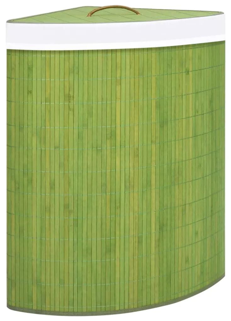 320764 vidaXL Cesto de canto para roupa suja 60 L bambu verde