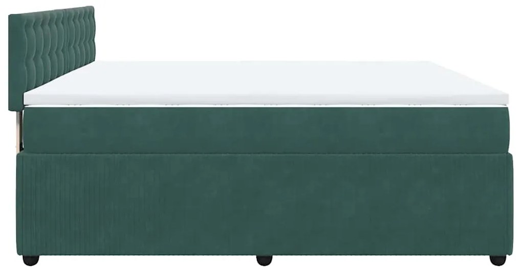 Cama com molas/colchão 200x200 cm veludo verde-escuro