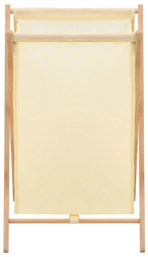 Cesto para roupa suja madeira de cedro e tecido bege 42x41x64cm