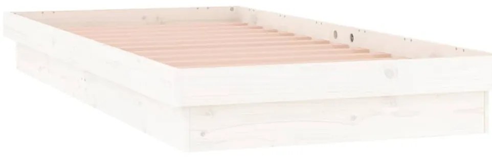 Estrutura cama c/ LED solteiro 75x190 cm madeira maciça branco