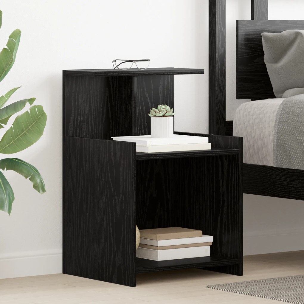 Cômodas de Cama 2 pcs Carvalho Preto 40x35x60 cm Madeira Engenheirada