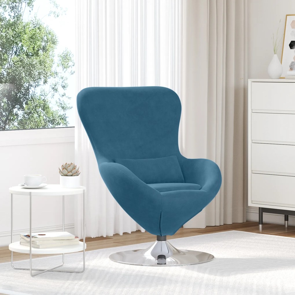 Poltrona Ovo VidaXL Veludo Azul