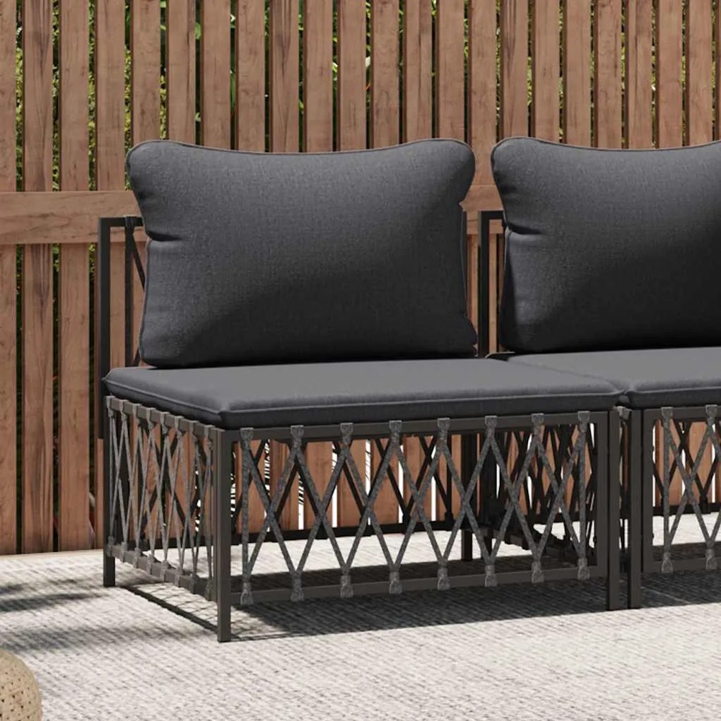 vidaXL Sofá de centro para jardim com almofadões tecido antracite