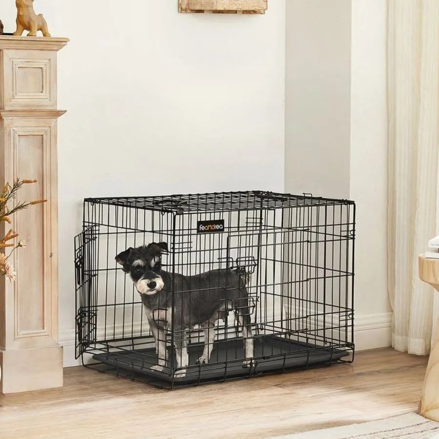 Gaiola para cães com 2 portas 77,5 x 48,5 x 55,5 cm Preto