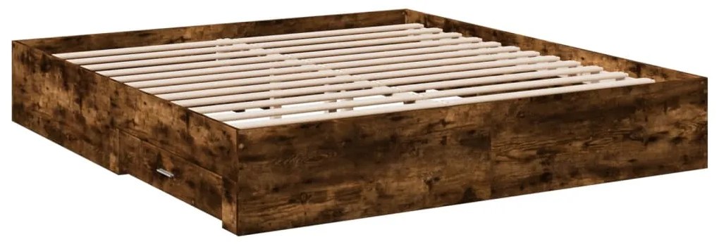 Estrutura de cama c/ gavetas derivados madeira carvalho fumado