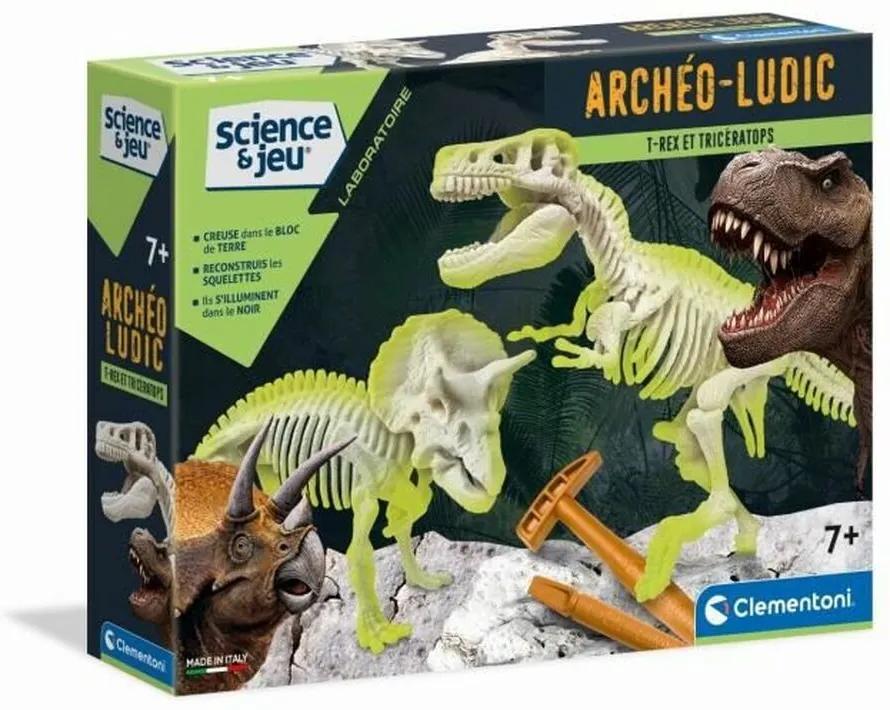 Dinossauro Clementoni Archéo Ludic - T-rex & Triceratops Phosphorescent