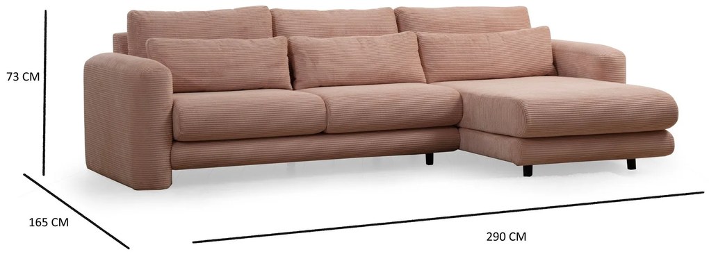 Sofá de Canto Lily – Rosa – 290 x 165 cm